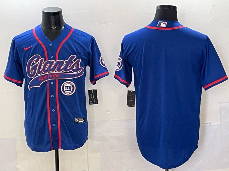 Men 2025 New York Giants Blank Blue Joint Name Nike Limited NFL Jersey style 04